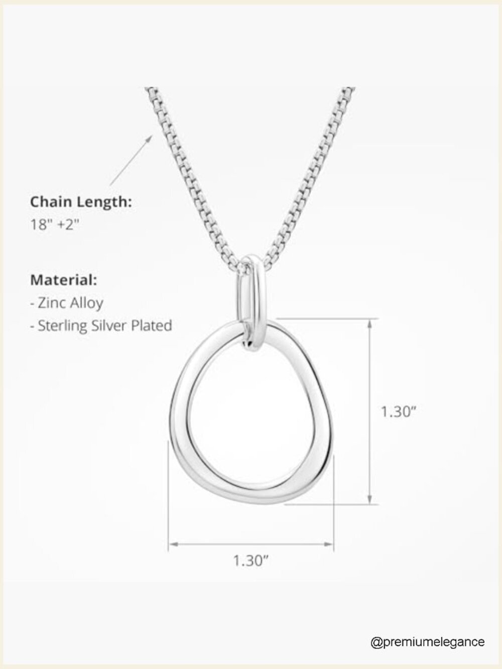Circle Pendant T-Bar Necklace Dainty Adjustable 18"+2" Extension Chain - Picture 2 of 7